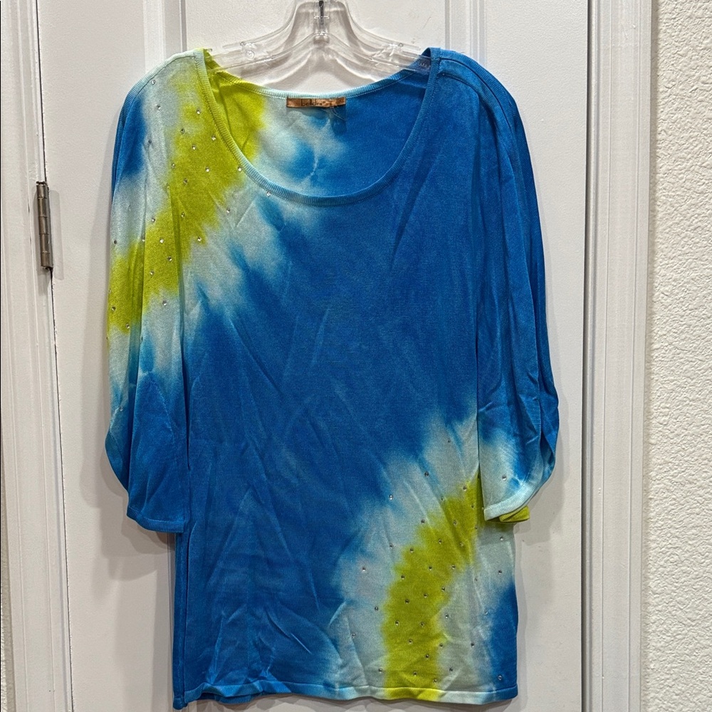 Bellini Blue and Yellow tie dyed Women's Blouse